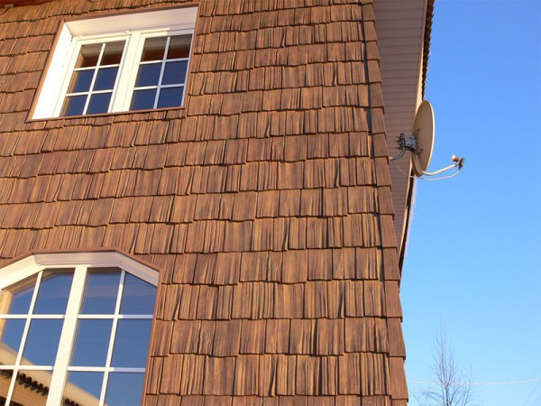 Façade carrelée de carreaux de bois