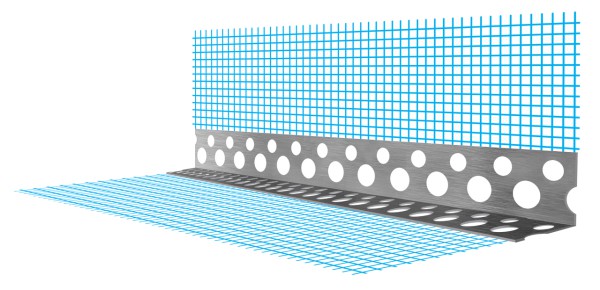 Profil d'angle perforé avec maille