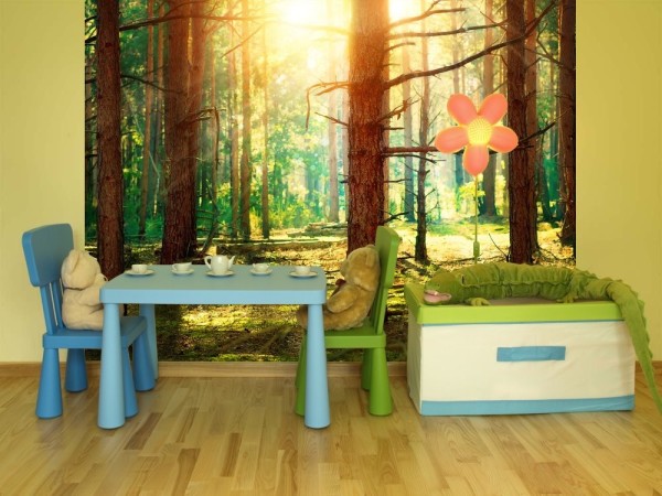 Papiers peints avec vue sur la forêt dans la chambre des enfants