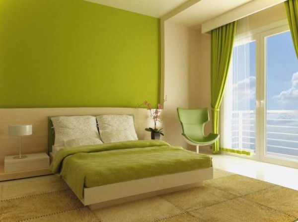 Green at Beige Bedroom