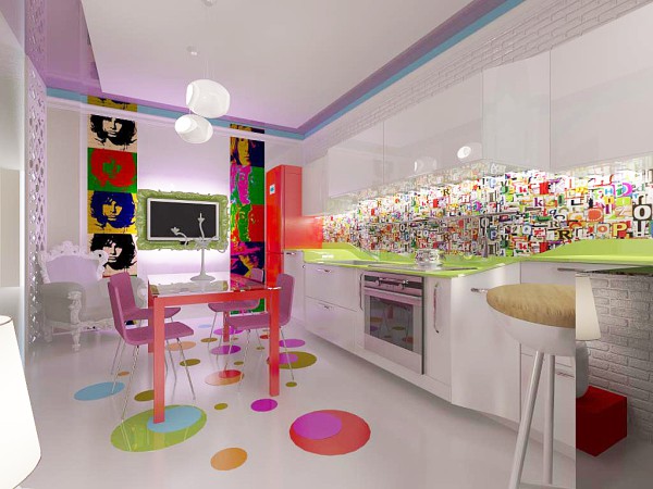 Un exemple de cuisine décorée dans un style ultramoderne - pop art